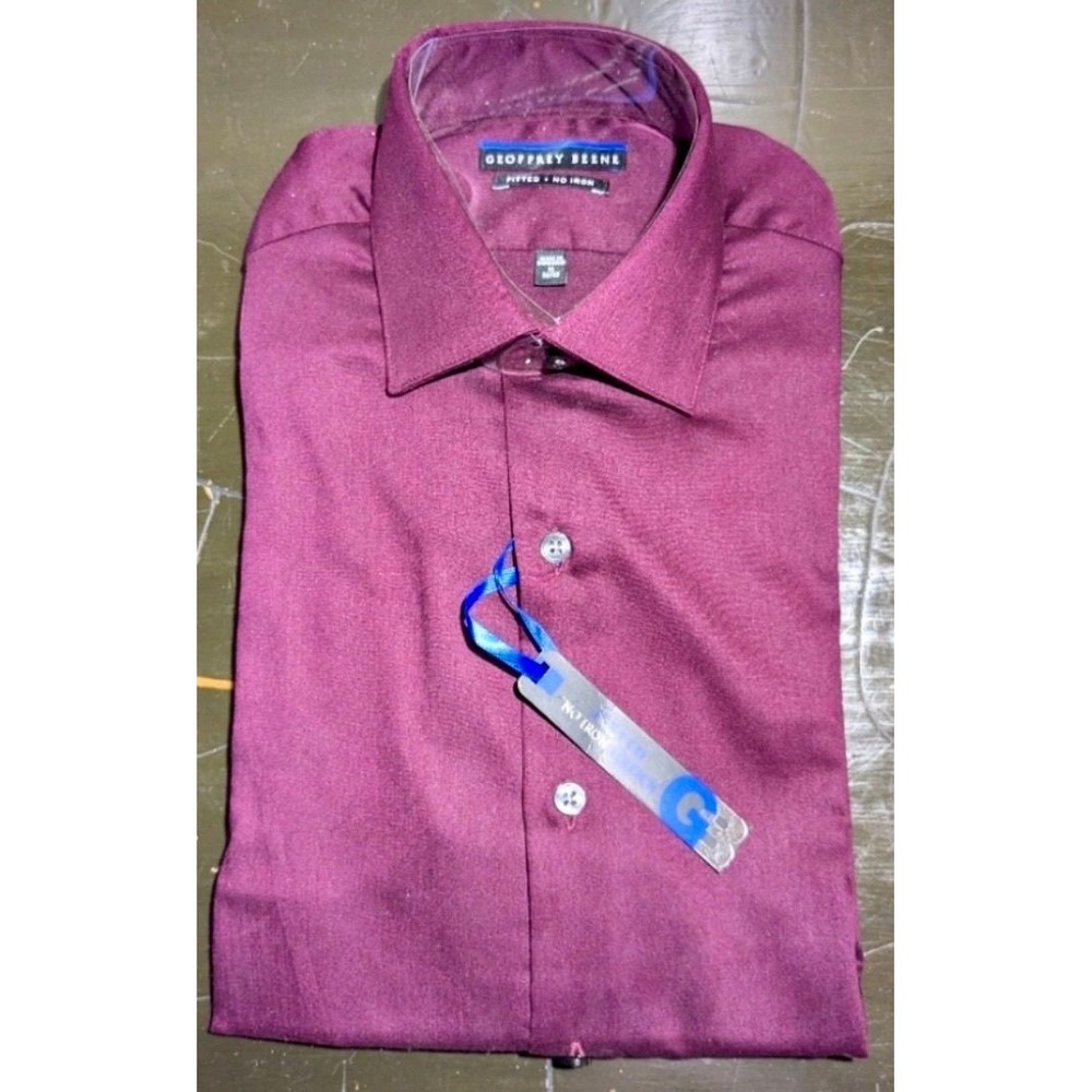 NWT Geoffrey Beene Long Sleeve Dress Shirt in Maroon, Sz 16 32/33